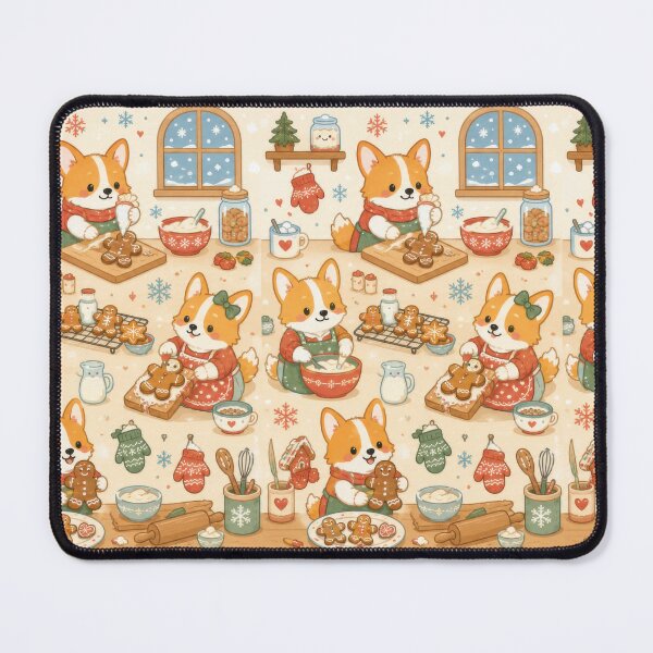 Item preview, Corgi Winter Gingerbread Kitchen Kawaii Pattern designed and sold by Soft Berry Studio.