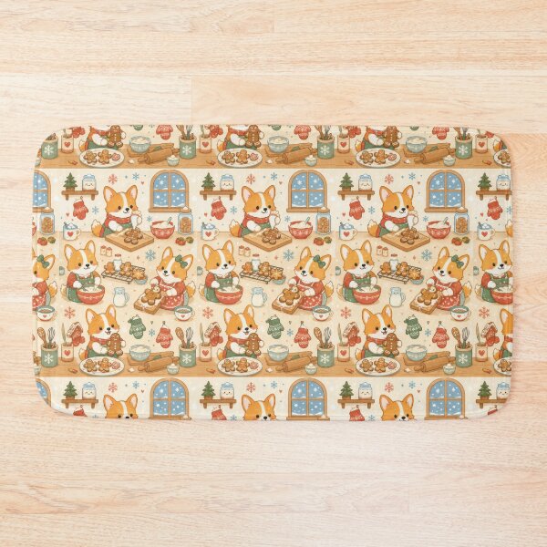 Item preview, Corgi Winter Gingerbread Kitchen Kawaii Pattern designed and sold by Soft Berry Studio.