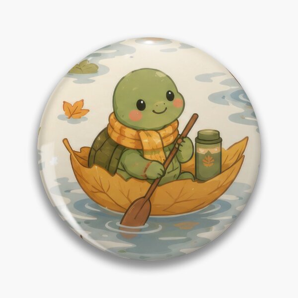Item preview, Turtle Autumn Leaf Boat Kawaii Pattern designed and sold by Soft Berry Studio.