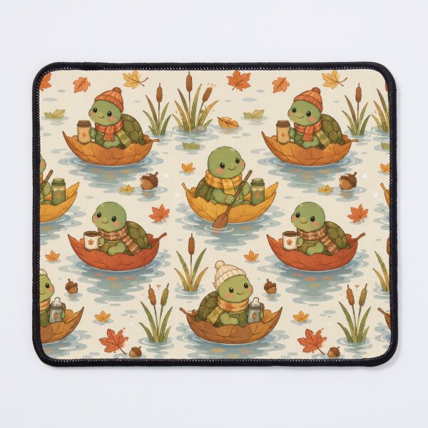Item preview, Turtle Autumn Leaf Boat Kawaii Pattern designed and sold by Soft Berry Studio.