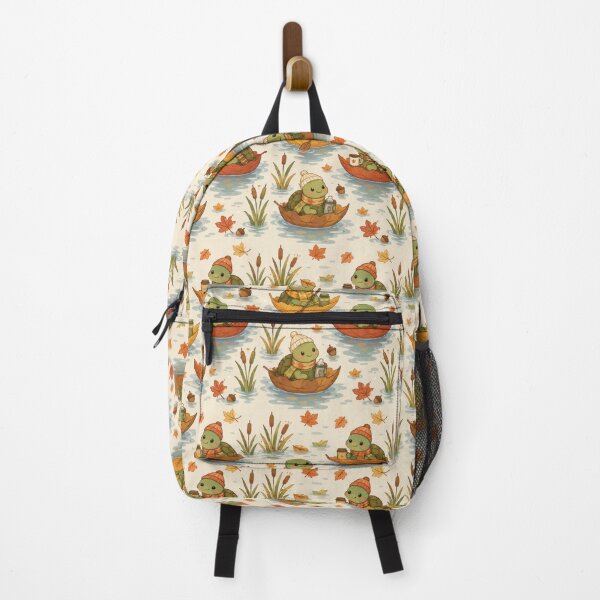 Item preview, Turtle Autumn Leaf Boat Kawaii Pattern designed and sold by Soft Berry Studio.