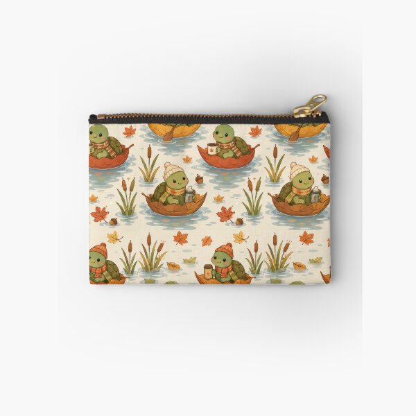 Item preview, Turtle Autumn Leaf Boat Kawaii Pattern designed and sold by Soft Berry Studio.