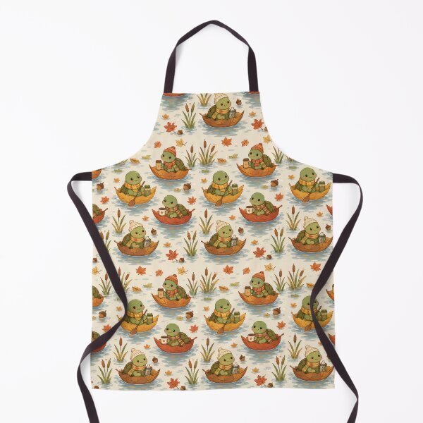 Item preview, Turtle Autumn Leaf Boat Kawaii Pattern designed and sold by Soft Berry Studio.