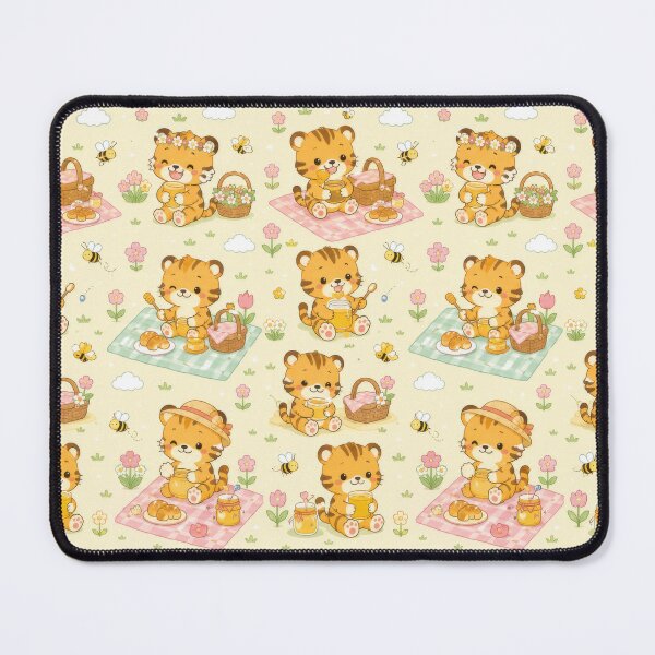 Item preview, Baby Tiger Spring Honey Picnic Kawaii Pattern designed and sold by Soft Berry Studio.