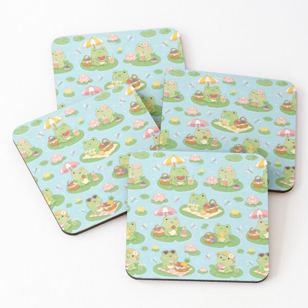 Item preview, Frog Summer Lily Pad Picnic Kawaii Pattern designed and sold by Soft Berry Studio.