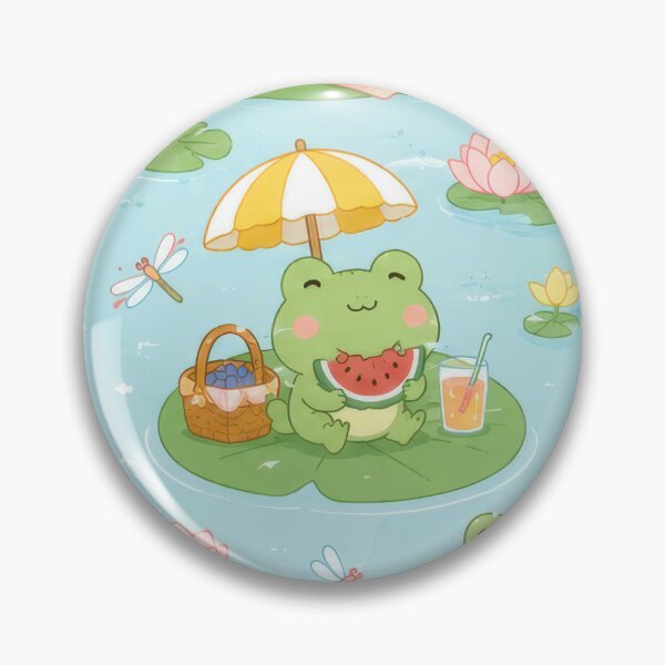 Item preview, Frog Summer Lily Pad Picnic Kawaii Pattern designed and sold by Soft Berry Studio.