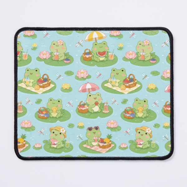 Item preview, Frog Summer Lily Pad Picnic Kawaii Pattern designed and sold by Soft Berry Studio.