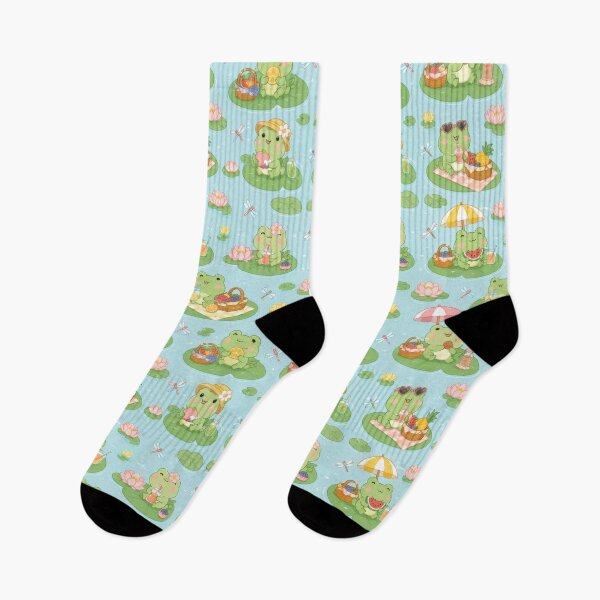 Item preview, Frog Summer Lily Pad Picnic Kawaii Pattern designed and sold by Soft Berry Studio.
