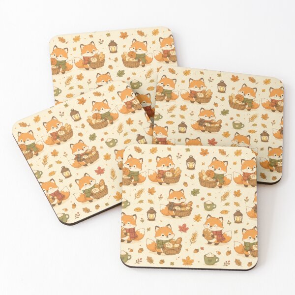 Item preview, Fox Cozy Autumn Bread Basket Kawaii Pattern designed and sold by Soft Berry Studio.