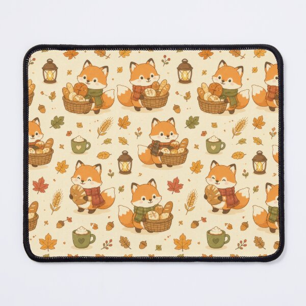 Item preview, Fox Cozy Autumn Bread Basket Kawaii Pattern designed and sold by Soft Berry Studio.
