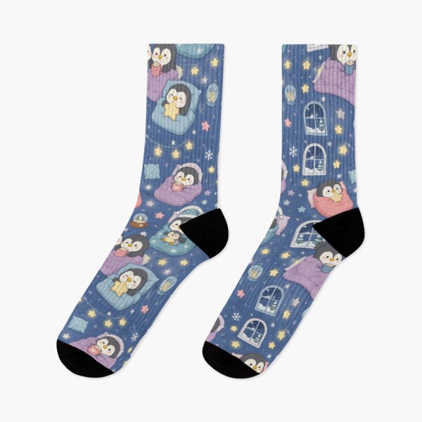 Item preview, Penguin Winter Starry Sleepover Kawaii Pattern designed and sold by Soft Berry Studio.