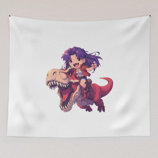 Item preview, Misato Katsuragi Evangelion Chibi Red Dinosaur Adventure designed and sold by Dashsopaner.