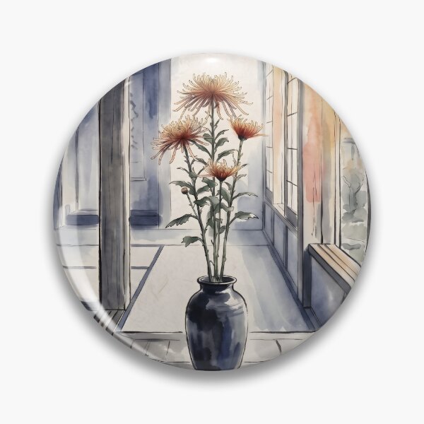 Item preview, Sumi-e Saga Kiku Chrysanthemum Golden Threads designed and sold by conohitoAI-ArtGallery.