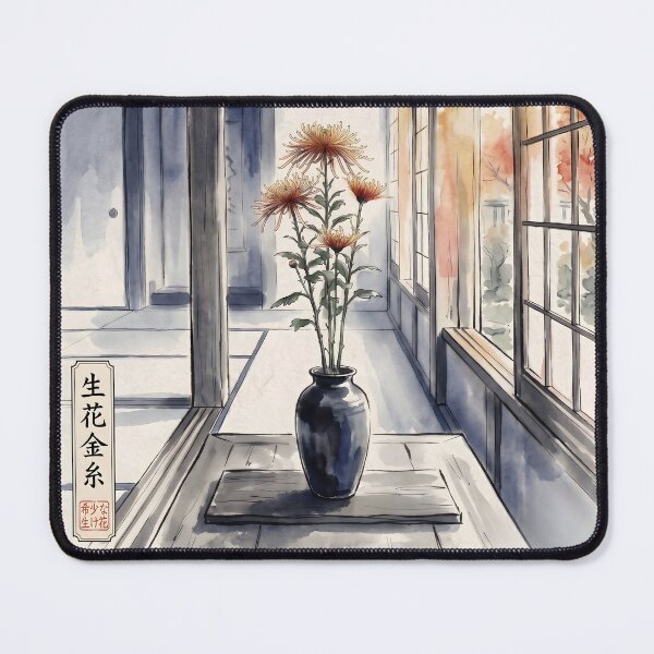 Item preview, Sumi-e Saga Kiku Chrysanthemum Golden Threads designed and sold by conohitoAI-ArtGallery.