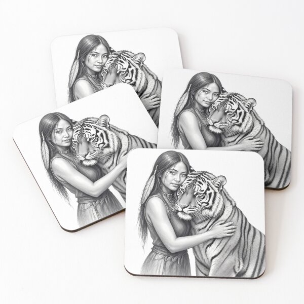 Item preview, Girl with Tiger Pencil Drawing designed and sold by jo-e-basta.