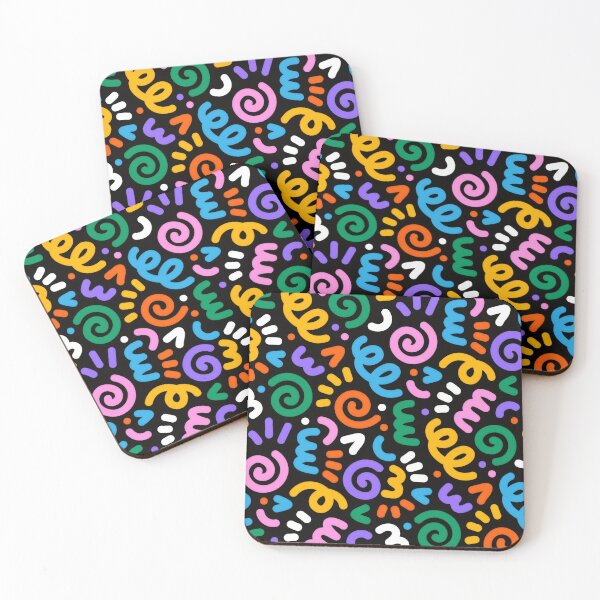 Item preview, Vibrant Neon Squiggles on Black - Funky Party Doodle Art designed and sold by Billy Morfo™.