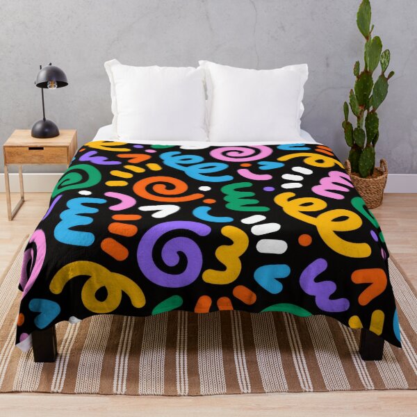 Item preview, Vibrant Neon Squiggles on Black - Funky Party Doodle Art designed and sold by Billy Morfo™.