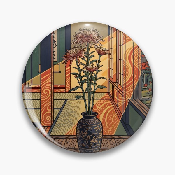 Item preview, Ukiyo-e Saga Kiku Chrysanthemum Golden Sunlight designed and sold by conohitoAI-ArtGallery.