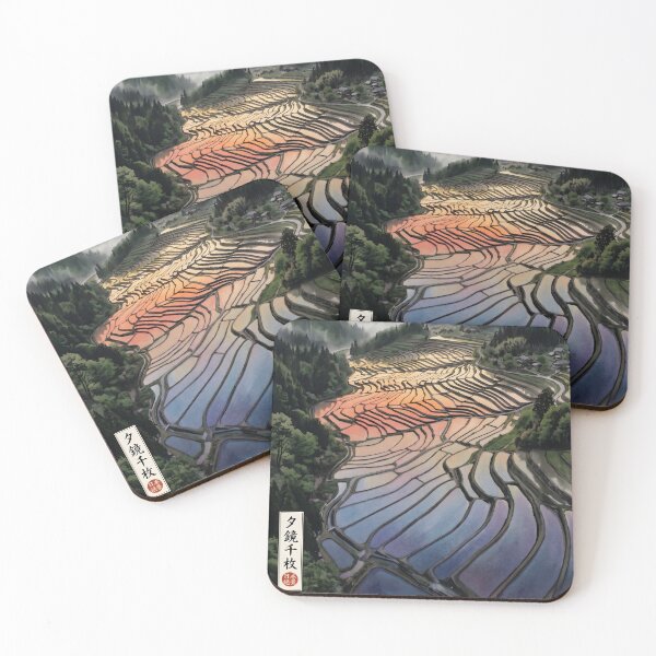 Item preview, Sumi-e Tanada Sunset Water Mirrors designed and sold by conohitoAI-ArtGallery.