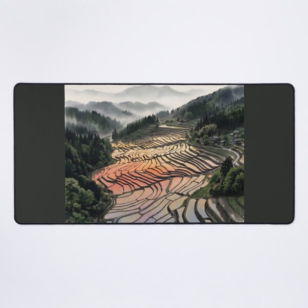 Item preview, Sumi-e Tanada Sunset Water Mirrors designed and sold by conohitoAI-ArtGallery.