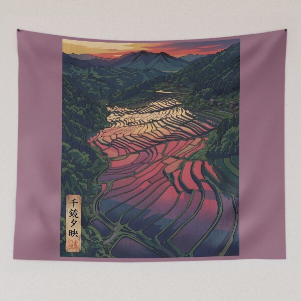 Item preview, Ukiyo-e Tanada Sunset Water Mirrors designed and sold by conohitoAI-ArtGallery.