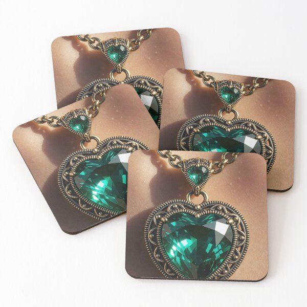Item preview, Romantic Vintage Emerald Heart Necklace Design designed and sold by MFMart.