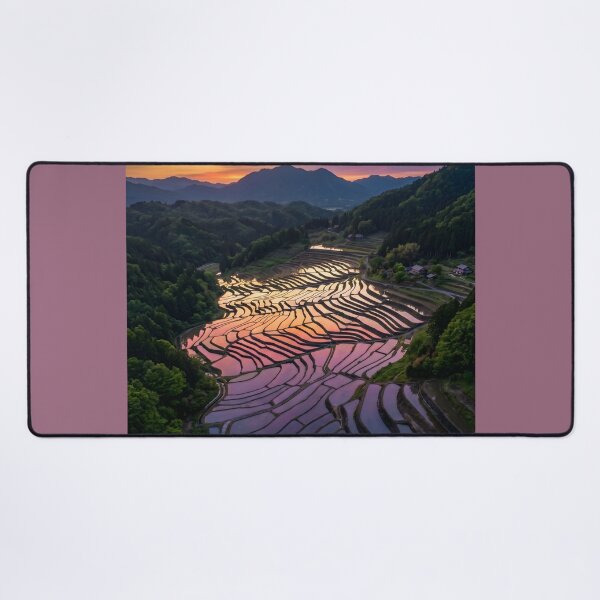 Item preview, Tanada Sunset: Japanese Terraced Rice Fields designed and sold by conohitoAI-ArtGallery.