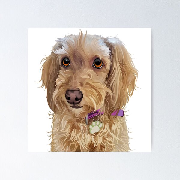 Item preview, Cute Goldendoodle Dog Vector Illustration designed and sold by onebystudio.