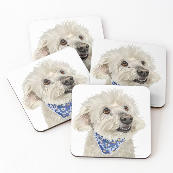Item preview, Cute White Dog with Blue Bandana Illustration designed and sold by onebystudio.