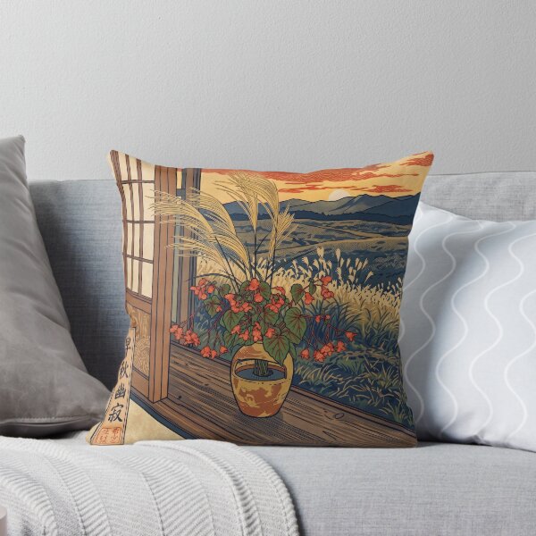 Item preview, Ukiyo-e Autumn Pampas Grass and Begonia View designed and sold by conohitoAI-ArtGallery.