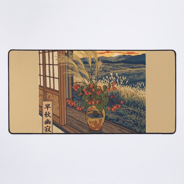 Item preview, Ukiyo-e Autumn Pampas Grass and Begonia View designed and sold by conohitoAI-ArtGallery.
