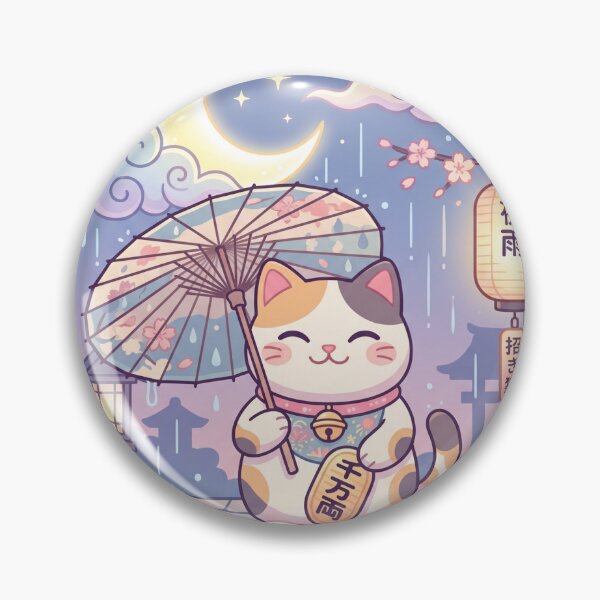 Item preview, Manekineko in the rain designed and sold by SoraPetals.