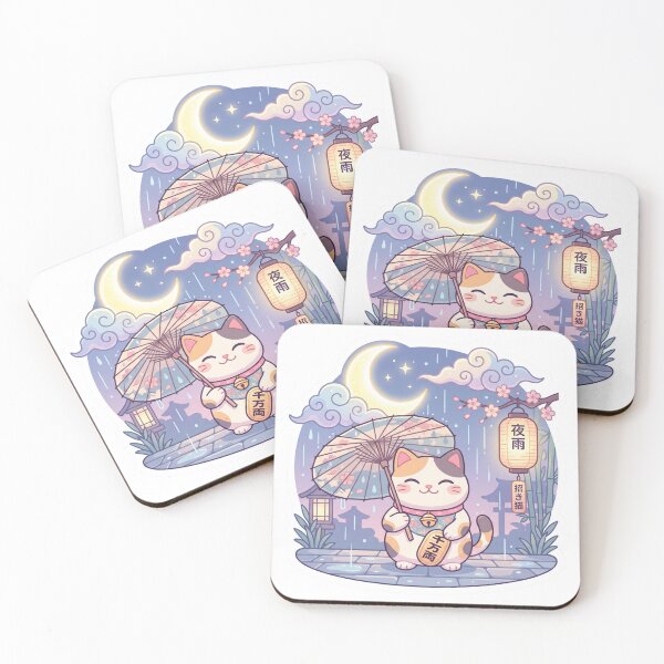 Item preview, Manekineko in the rain designed and sold by SoraPetals.