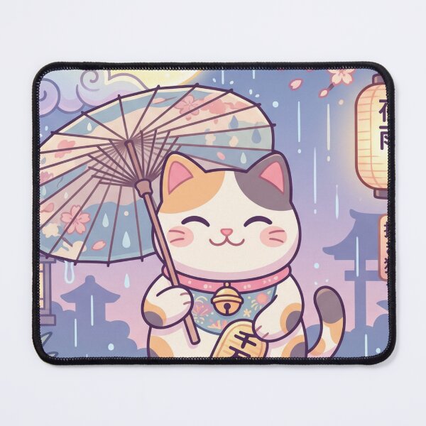Item preview, Manekineko in the rain designed and sold by SoraPetals.
