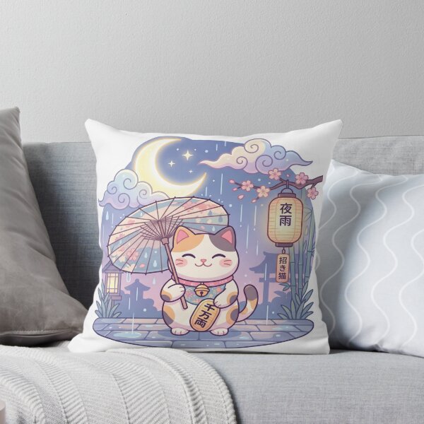 Item preview, Manekineko in the rain designed and sold by SoraPetals.