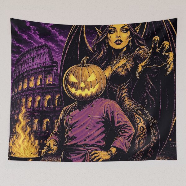 Item preview, Headless Horseman Coliseum Chef – Purple and Gold Halloween Art designed and sold by TheHorsemanRidesAgain.
