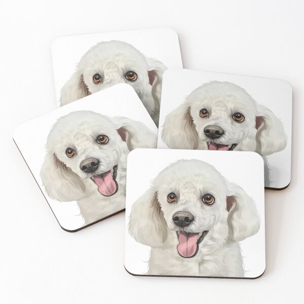 Item preview, Happy White Poodle Portrait Vector Illustration designed and sold by onebystudio.