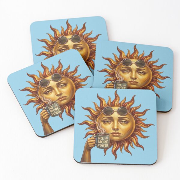 Item preview, Tired Sun Drinking Coffee No More Power Funny Illustration designed and sold by Northern Glow Art.
