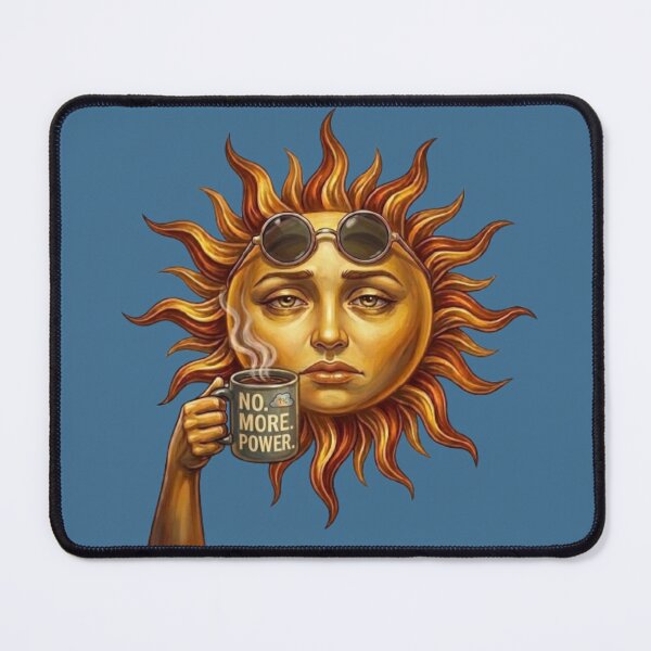 Item preview, Tired Sun Drinking Coffee No More Power Funny Illustration designed and sold by Northern Glow Art.