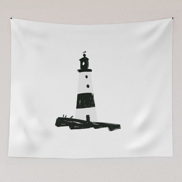 Item preview, Watercolor Lighthouse Nautical Illustration – black and White Coastal Lighthouse designed and sold by Ramona-Gliga.