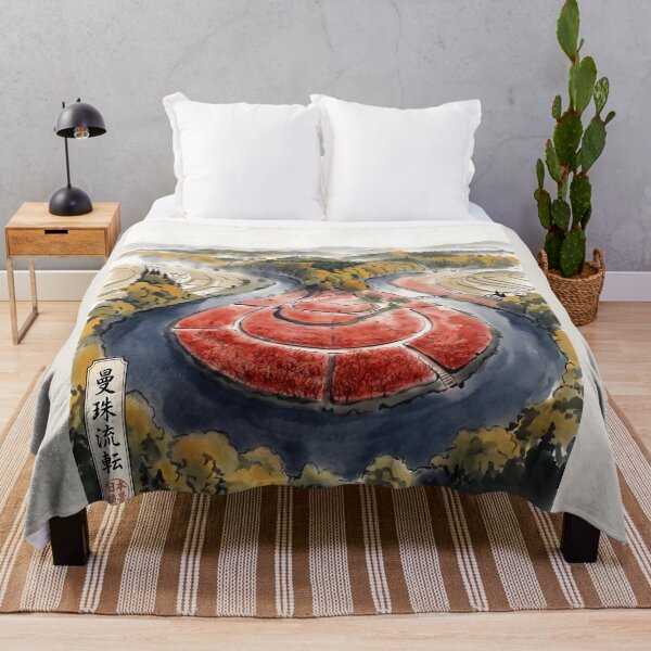 Item preview, Sumi-e Red Spider Lily Aerial River Landscape designed and sold by conohitoAI-ArtGallery.