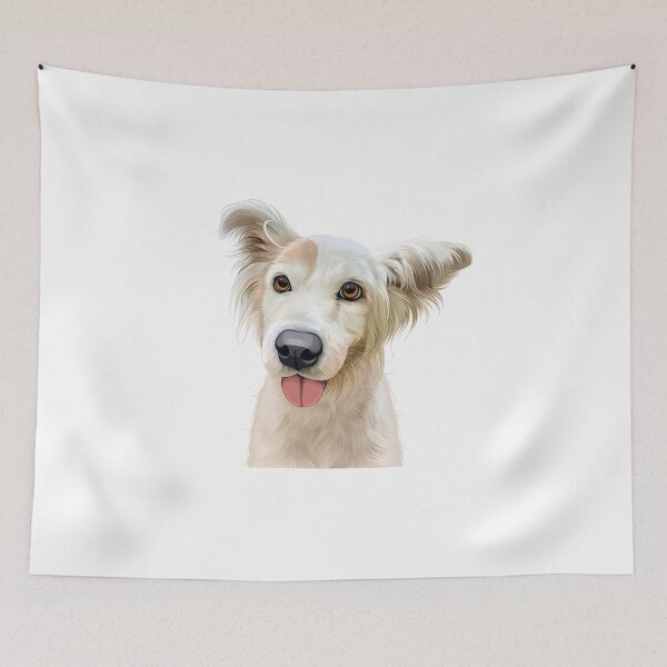 Item preview, Cute Happy Scruffy White Dog Vector Illustration designed and sold by onebystudio.