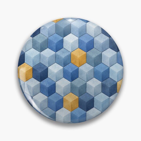 Item preview, Isometric Blue and Gold Mosaic Abstract Pattern designed and sold by scicilysimonee.