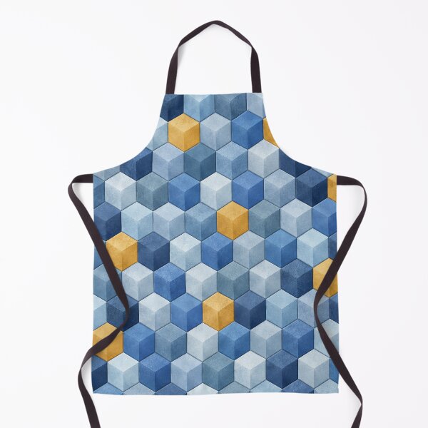 Item preview, Isometric Blue and Gold Mosaic Abstract Pattern designed and sold by scicilysimonee.