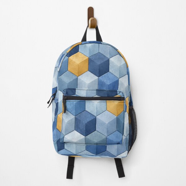 Item preview, Isometric Blue and Gold Mosaic Abstract Pattern designed and sold by scicilysimonee.
