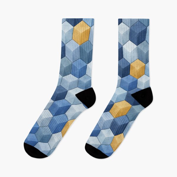 Item preview, Isometric Blue and Gold Mosaic Abstract Pattern designed and sold by scicilysimonee.