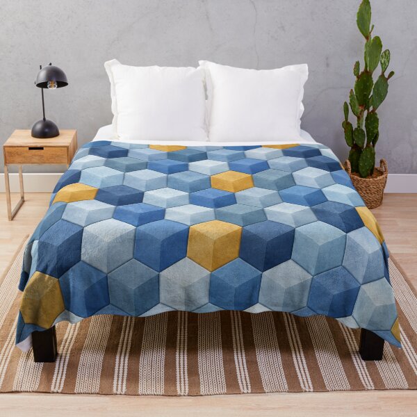 Item preview, Isometric Blue and Gold Mosaic Abstract Pattern designed and sold by scicilysimonee.