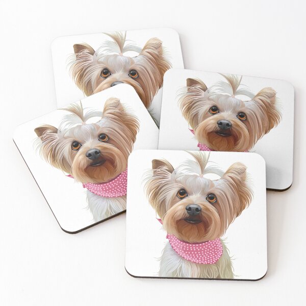 Item preview, Cute Yorkshire Terrier Dog with Pink Bandana Illustration designed and sold by onebystudio.