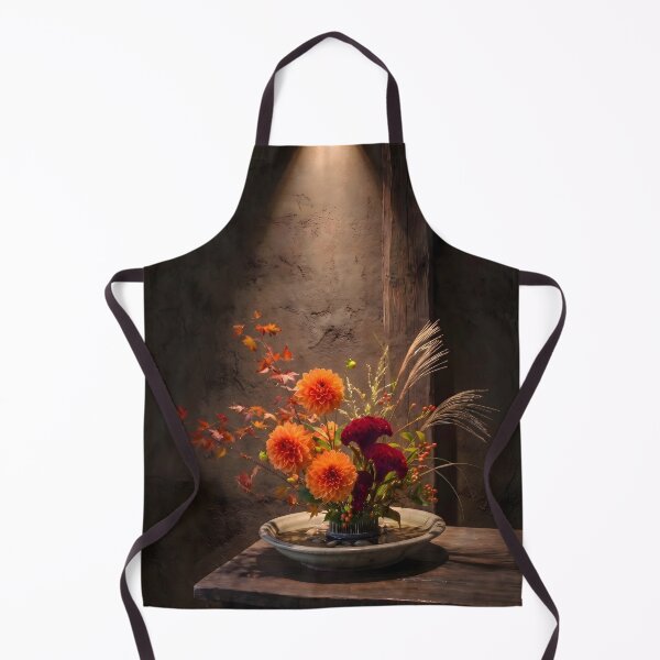 Item preview, Moody Autumn Moribana: Dahlia & Cockscomb Ikebana designed and sold by conohitoAI-ArtGallery.
