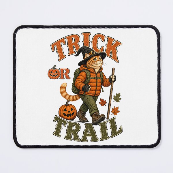 Item preview, Trick or Trail Halloween Cat Shirt designed and sold by GroveLaneCreative.